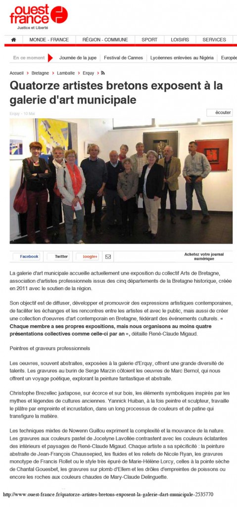exposition du Collectif Arts de Bretagne à Erquy