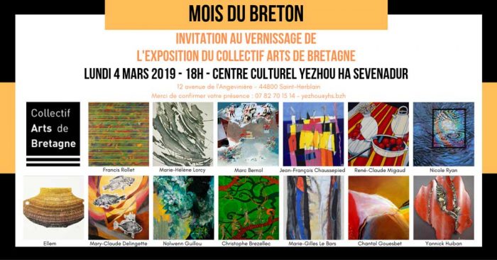 invitation au vernissage du collectif Arts de Bretagne à Saint-Herblain 44